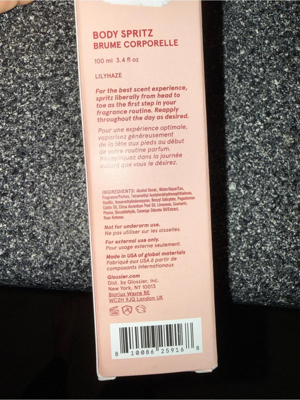 NWT / NIB Glossier Lilyhaze Body Spritz — Pink and Coral
